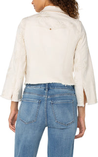 Wide Sleeve Jacket W/ Embroidered Florals