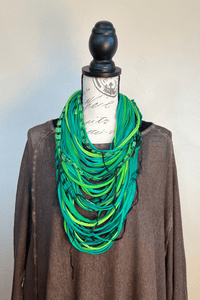 Forest Lime Textile Scarf Necklace