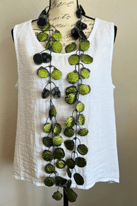 Chartreuse Metallic Rubber Necklace