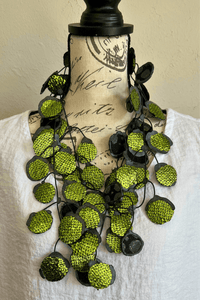 Chartreuse Metallic Rubber Necklace