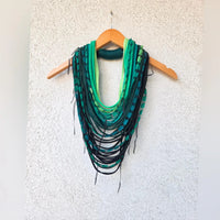 Gradient Green Textile Scarf Necklace