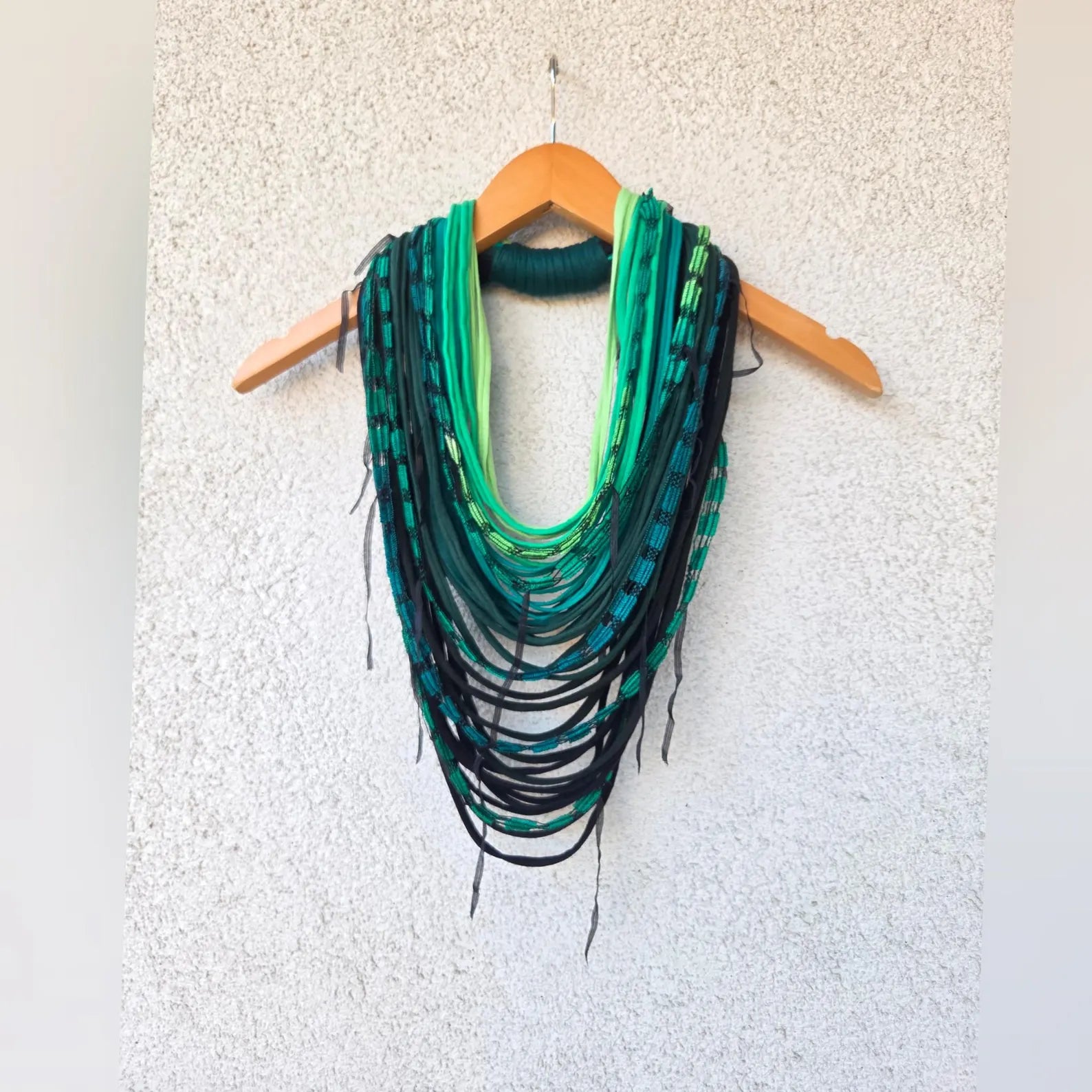 Gradient Green Textile Scarf Necklace