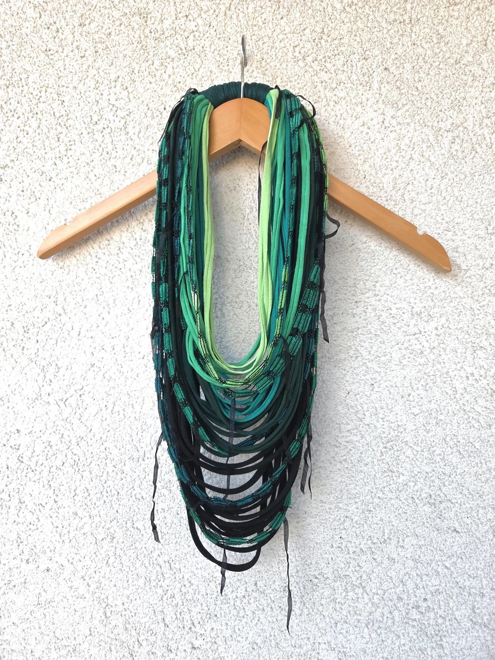 Gradient Green Textile Scarf Necklace
