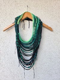 Gradient Green Textile Scarf Necklace
