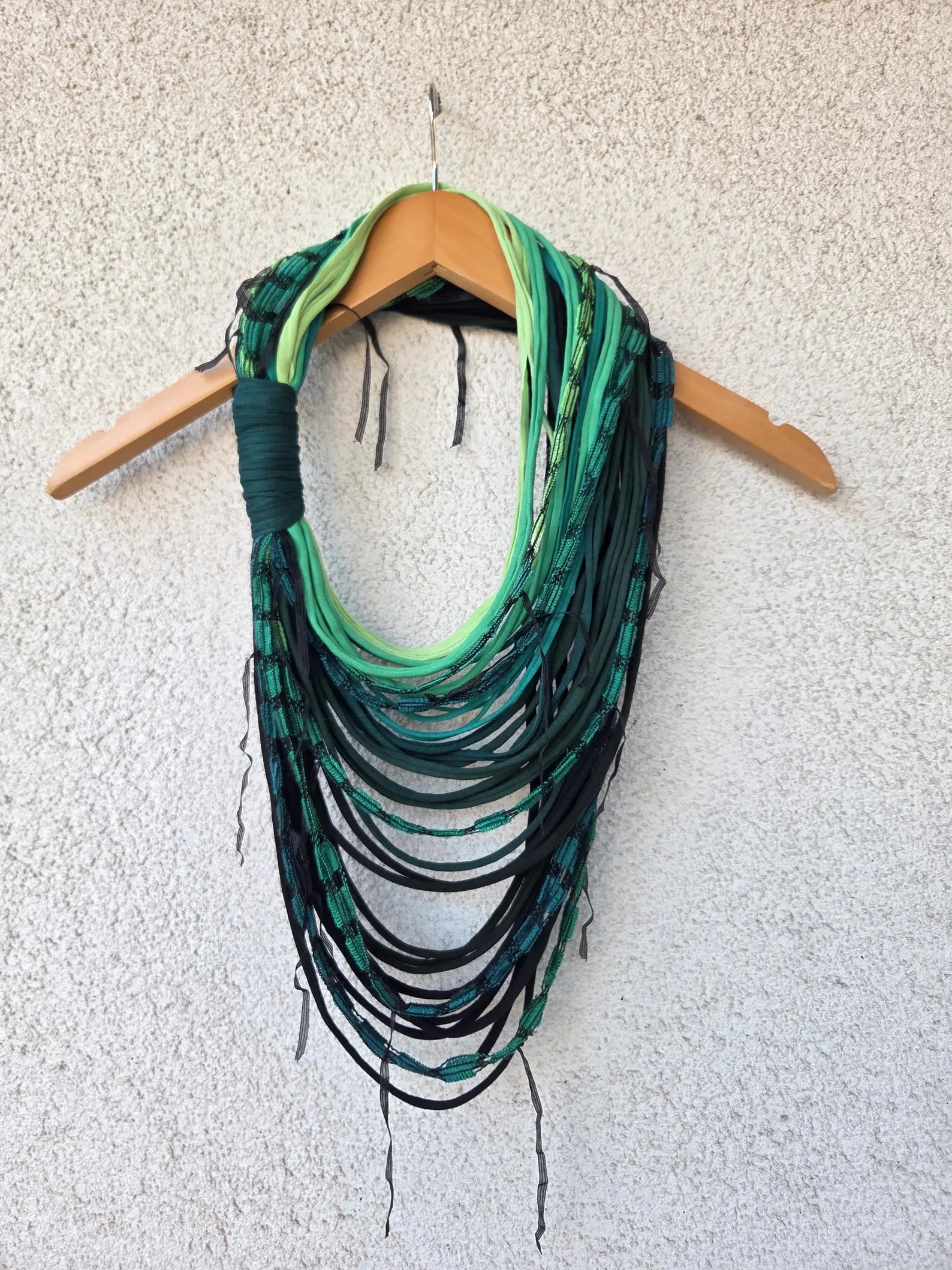 Gradient Green Textile Scarf Necklace