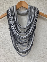 Grey Textile Scarf Necklace