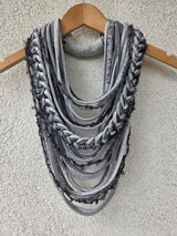 Grey Textile Scarf Necklace
