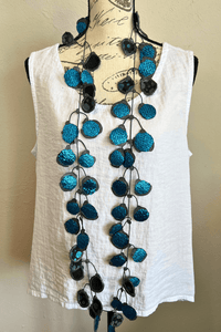 Turquoise Metallic Rubber Necklace