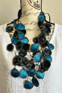 Turquoise Metallic Rubber Necklace