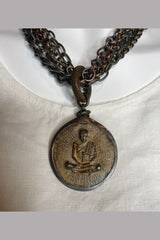 Monk and Dharma Wheel Necklace