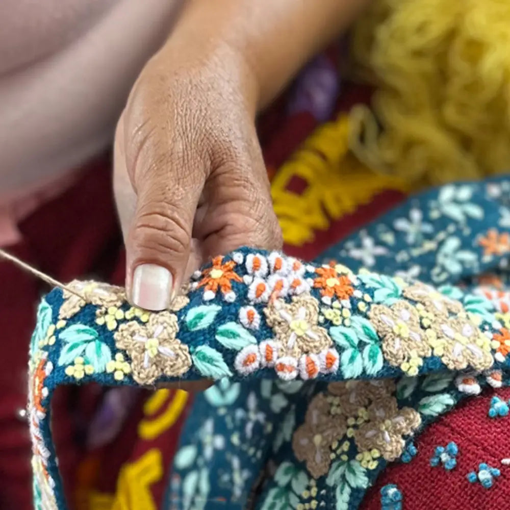 Morning Dew Embroidered Wool Belt