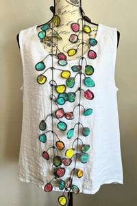 Happy Batik Rubber & Fabric Necklace