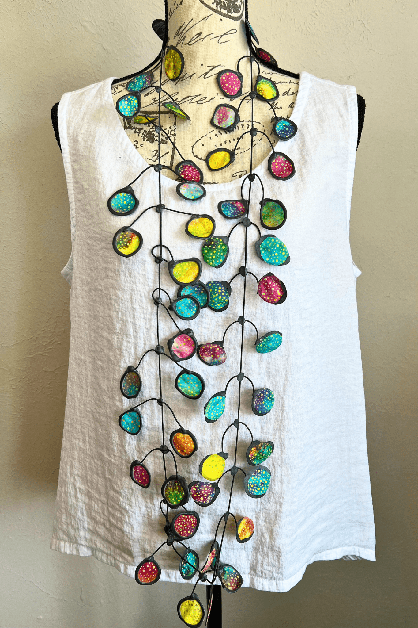 Happy Batik Rubber & Fabric Necklace