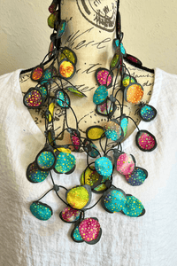 Happy Batik Rubber & Fabric Necklace