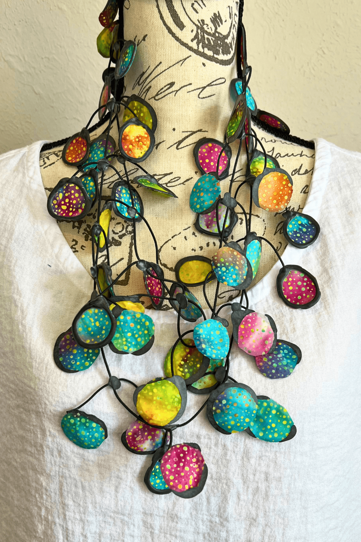 Happy Batik Rubber & Fabric Necklace
