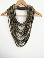 Olive Textile Scarf Necklace