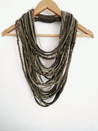 Olive & Green Textile Scarf Necklace