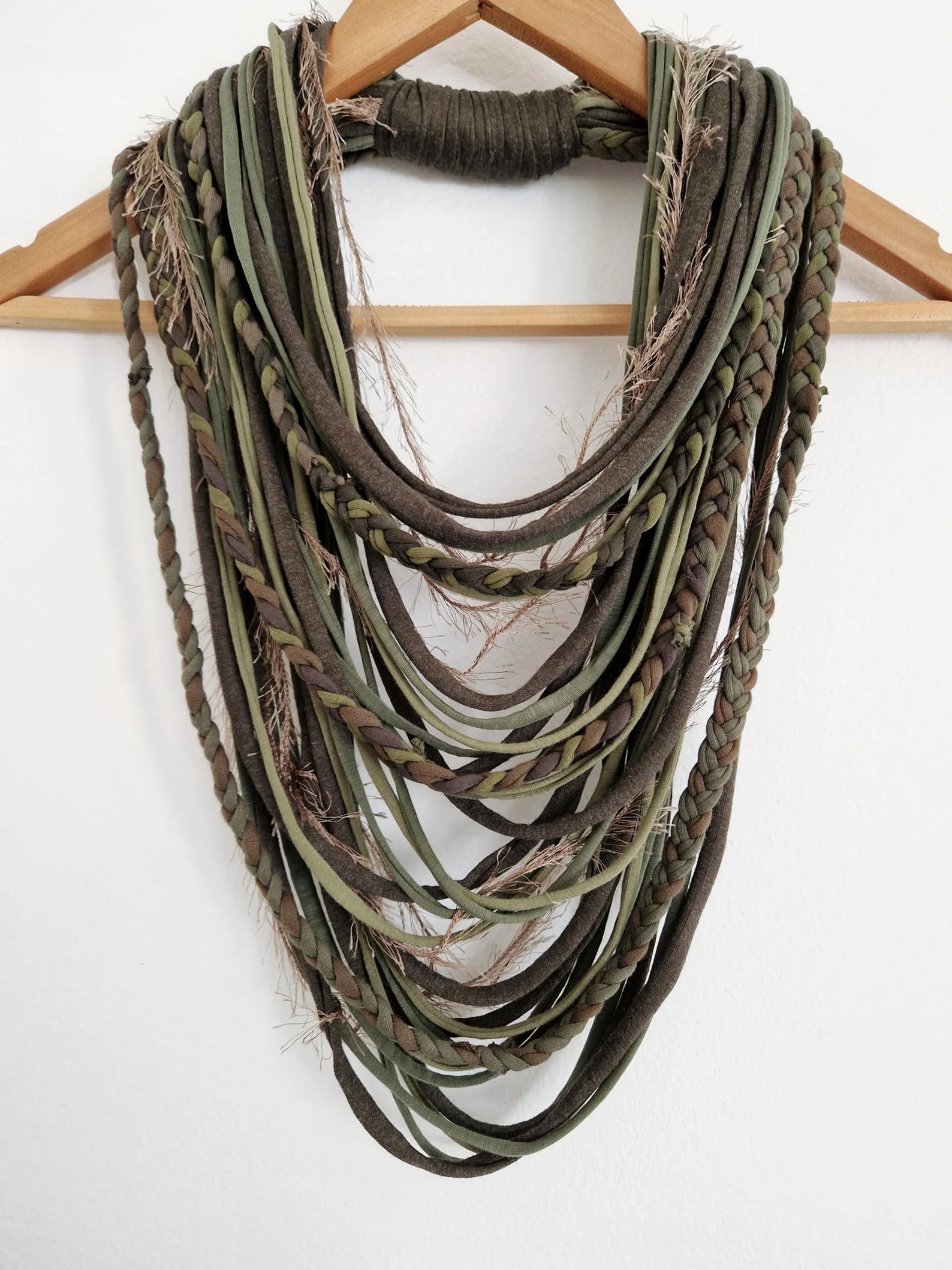 Olive & Green Textile Scarf Necklace