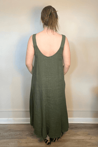 Elastic Strap Linen Dress