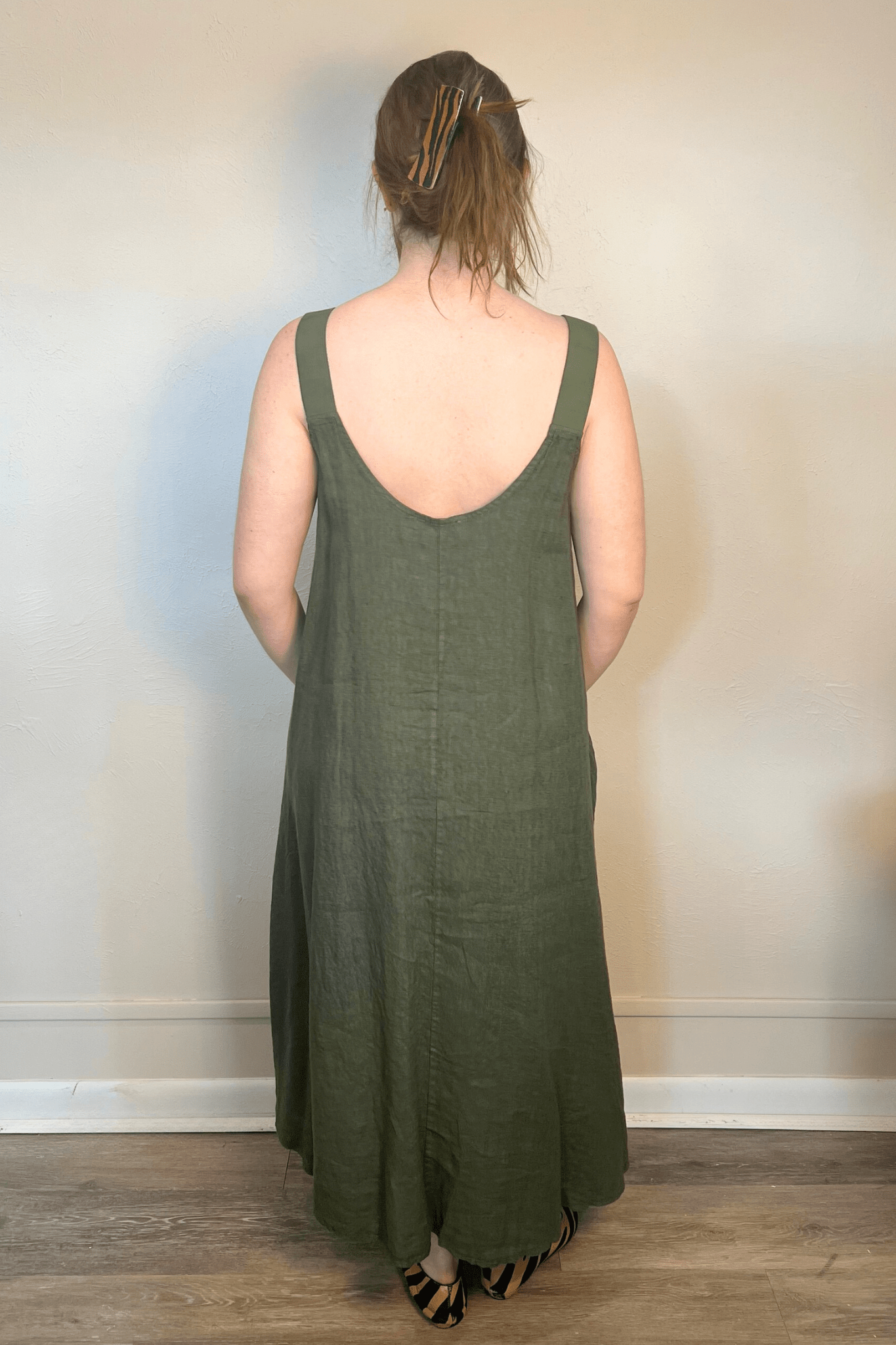 Elastic Strap Linen Dress