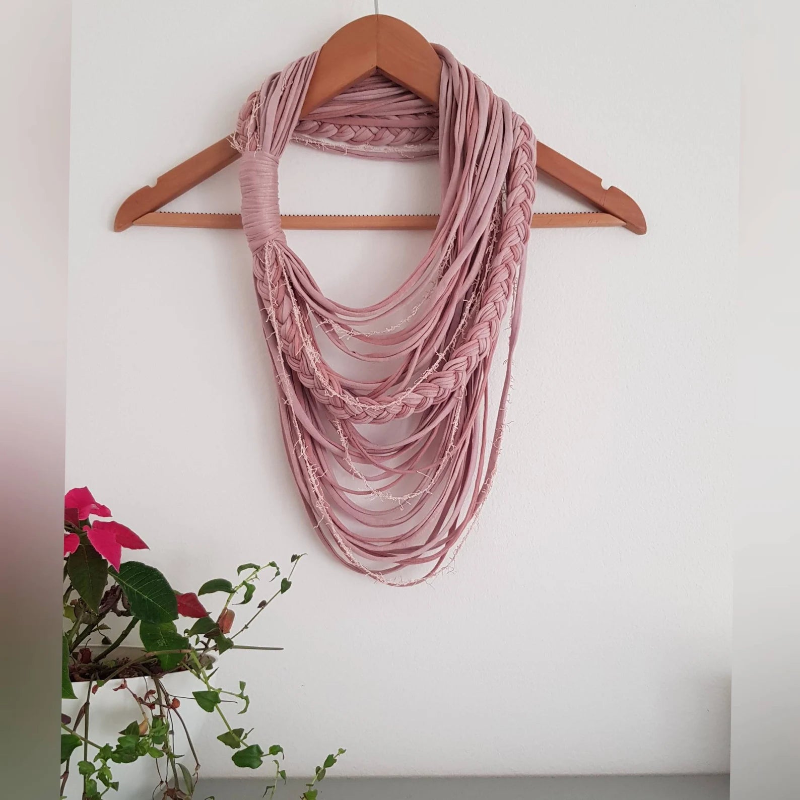 Pink Textile Scarf Necklace
