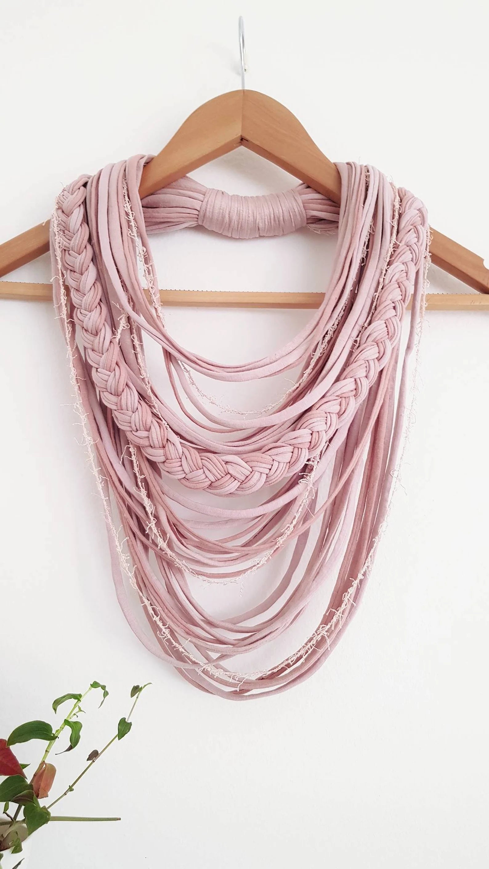 Pink Textile Scarf Necklace
