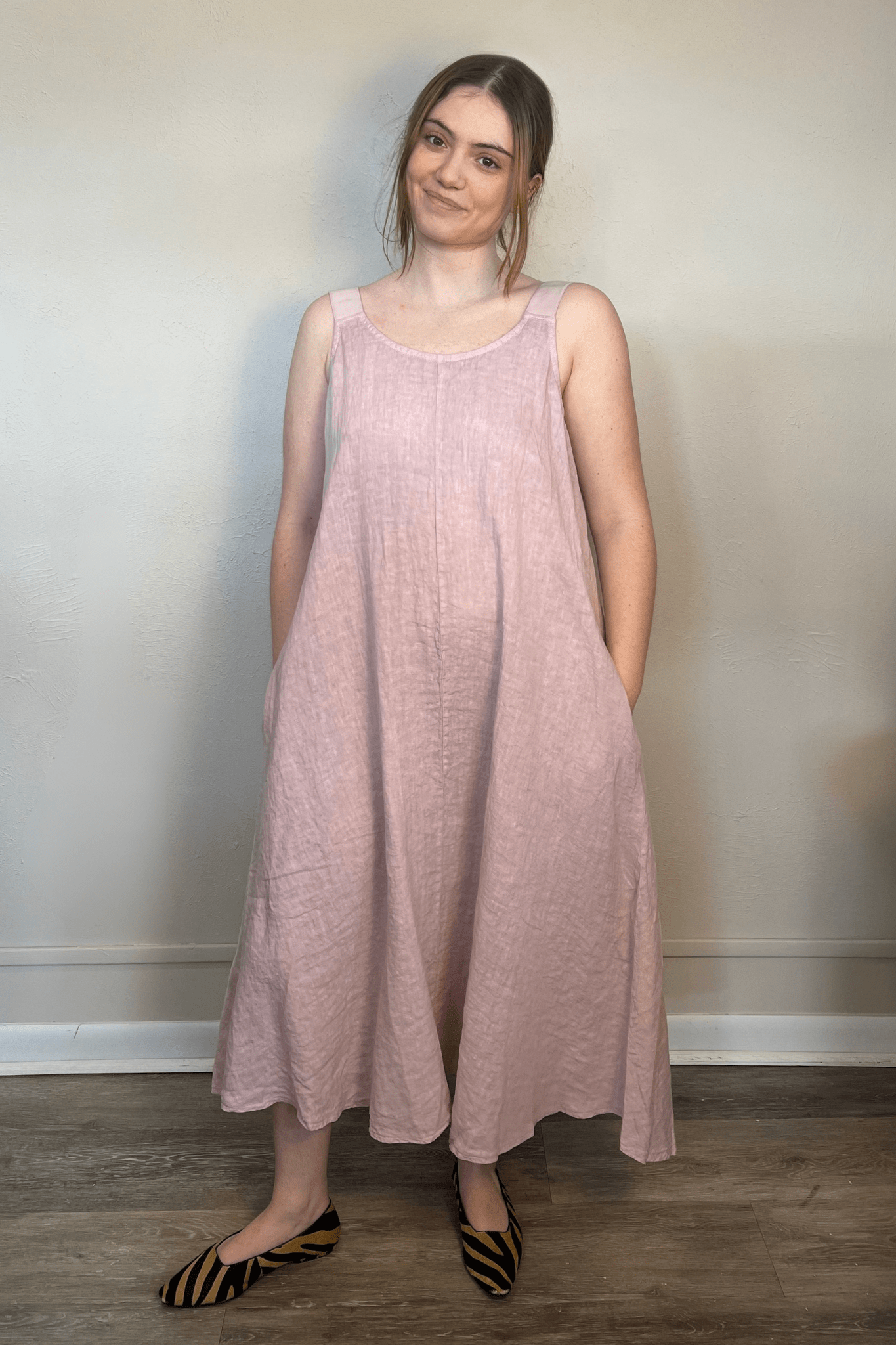 Elastic Strap Linen Dress