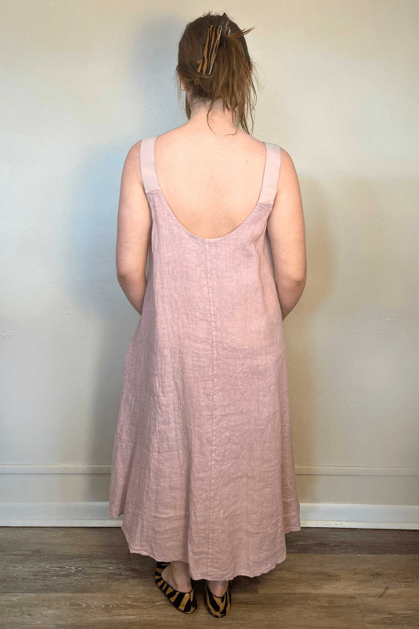 Elastic Strap Linen Dress