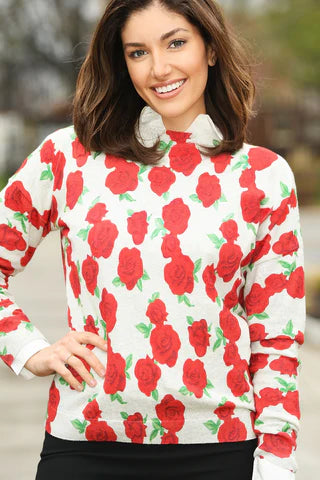 Roses Crewneck Sweater (White)