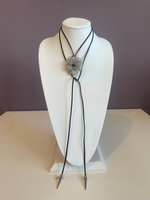 Silver Crochet Rose Lariat Necklace