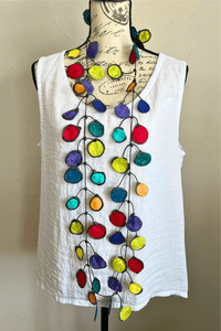 Happy Ink Rubber & Fabric Necklace