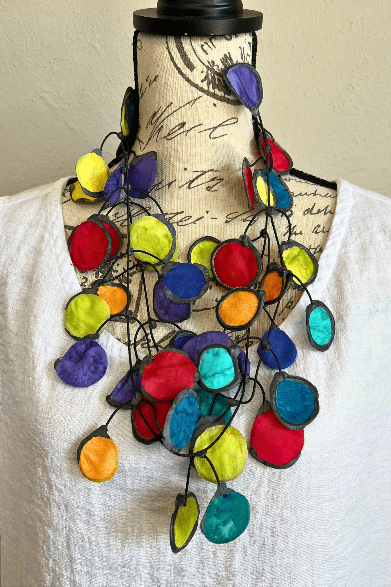 Happy Ink Rubber & Fabric Necklace
