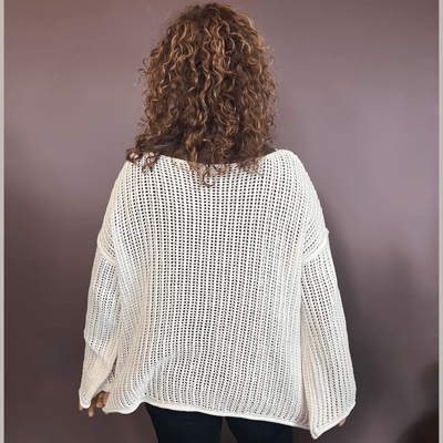 Round Neck Long Sleeve Star Weave Sweater