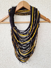 Yellow & Black Textile Scarf Necklace
