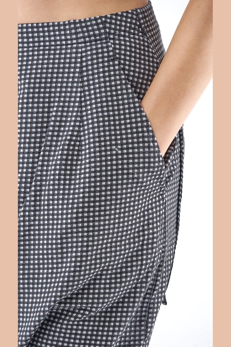 Check Drop Crotch Trousers