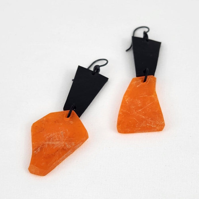 Orange Plastic Lens Earrings