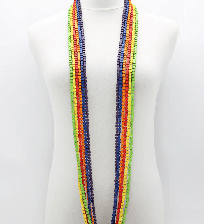 NEXT Pashmina Wooden Bead Necklace - Rainbow