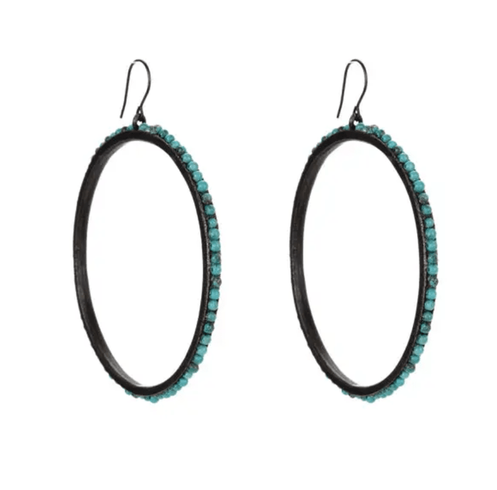 Turquoise Medium Hoop Earrings