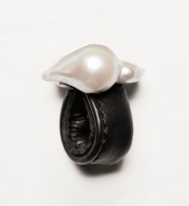 Baroque Pearl and Leather Ring