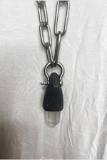 Crystal and Hand Carved Polymer Necklace